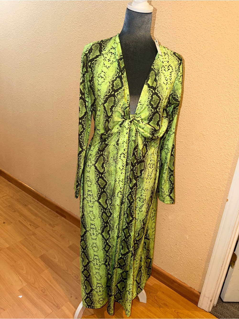 ASOS Neon Green Snake-Print Maxi Dress